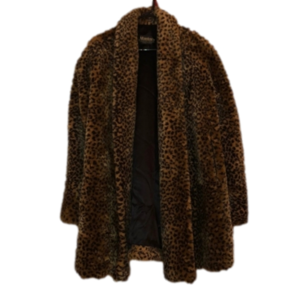 Monterey Jackets & Blazers - VINTAGE FAUX FUR LEOPARD COAT SIZE XL